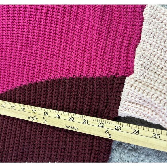 Guess Sweater Womens Pink Brown Colorblock Chunky‎ Knit Small - Picture 5 of 9